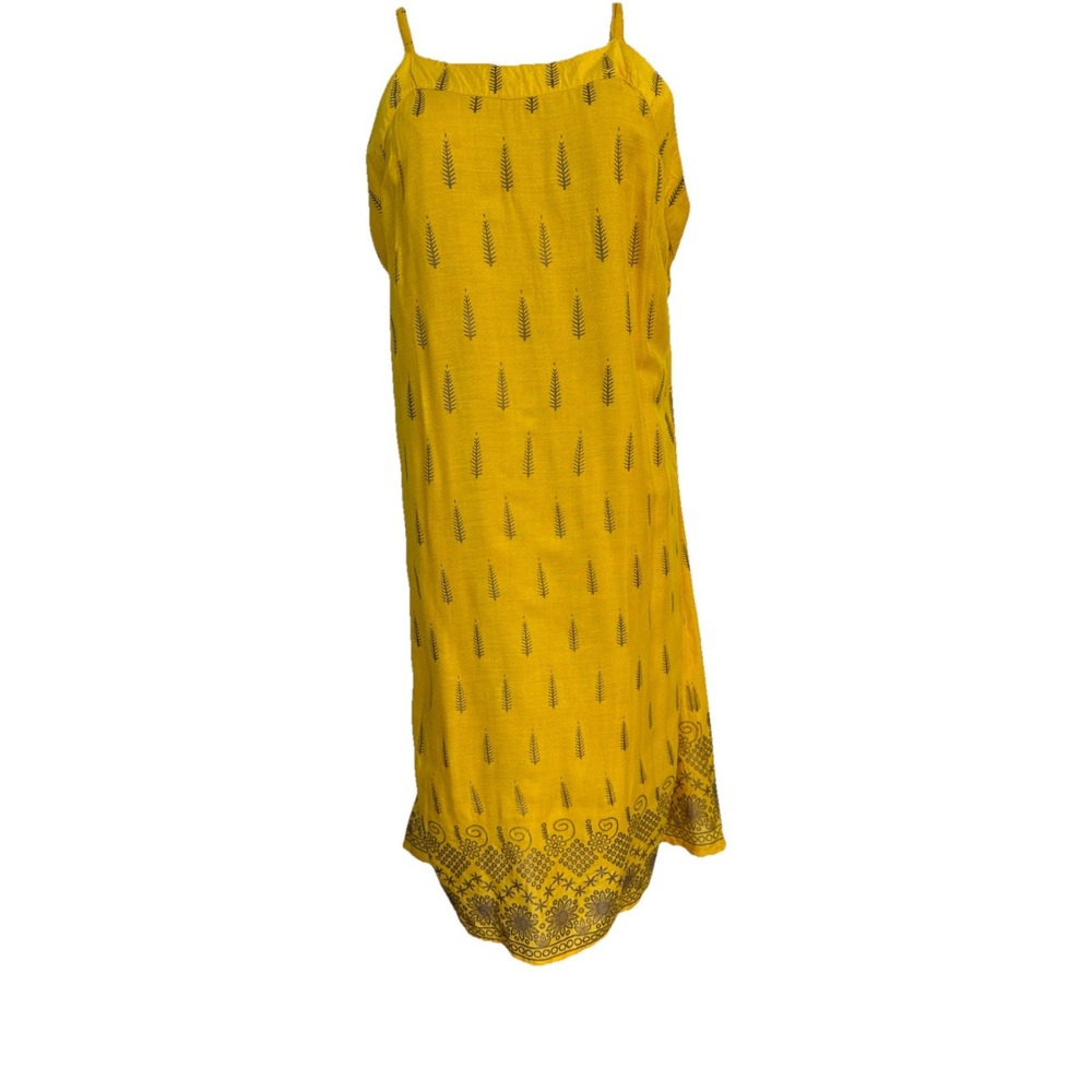 Womens Lapogee Sz Lg Tank Dress Bohemian Tribal Print Mustard & Brown Color.